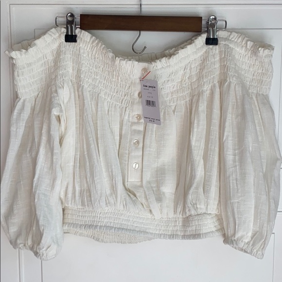 NWT Free People Dancing Til Dawn Off The Shoulder Crop Top XS - Picture 5 of 9